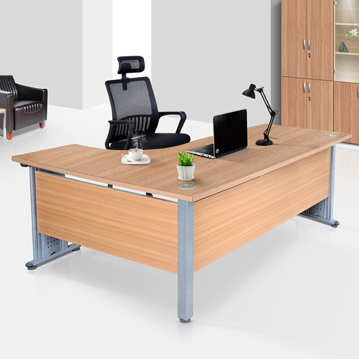 办公家具板式办公桌单人位公司家用L型钢腿电脑桌职员主管办公转角桌子送移动柜